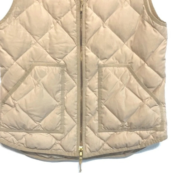 J. Crew Beige Sleeveless Full Zipper Down Filled Quilted Puffer Vest Size Small - Picture 4 of 11